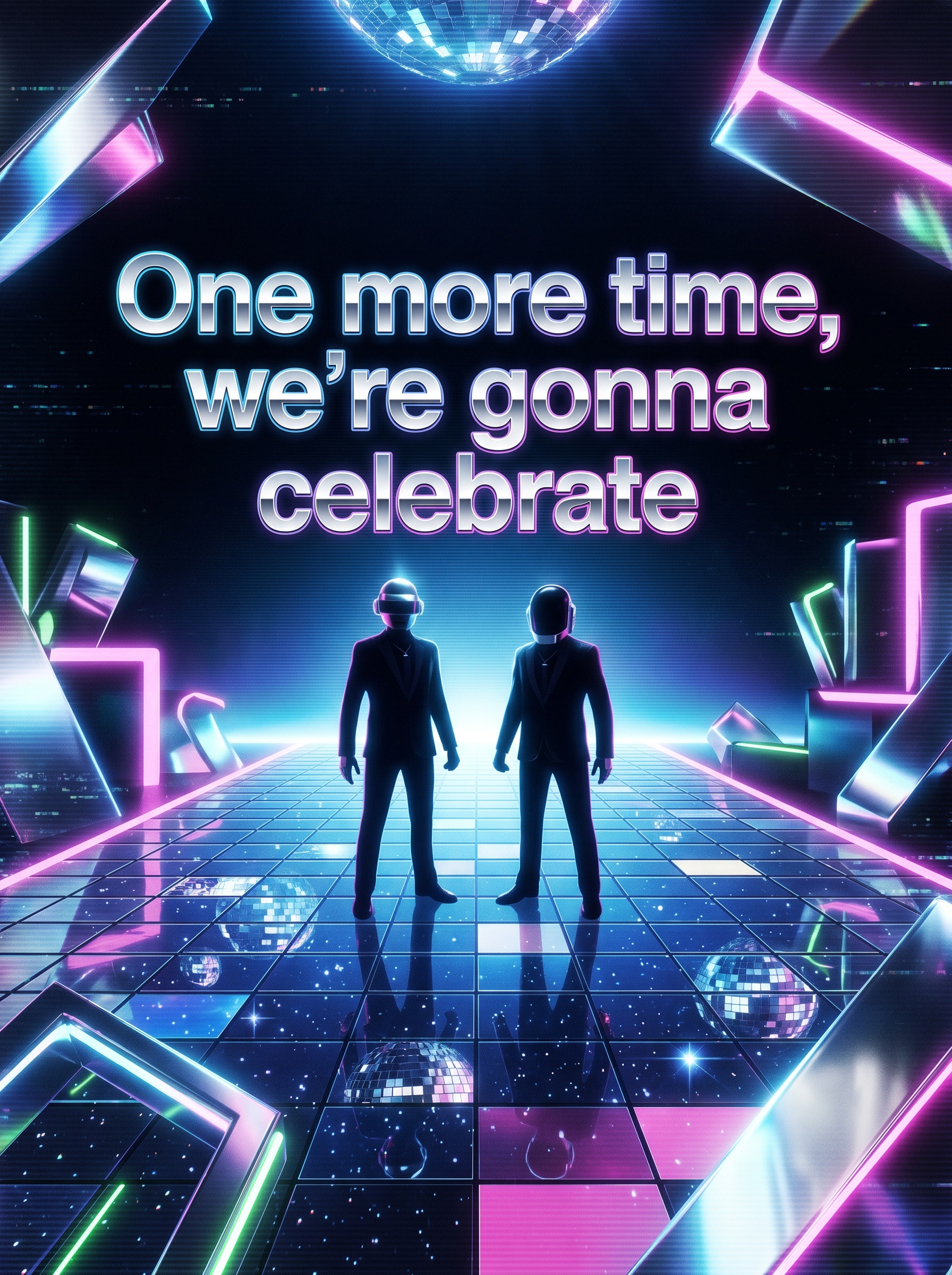 One More Time by Daft Punk – 'One more time, we're gonna celebrate' Lyric Art