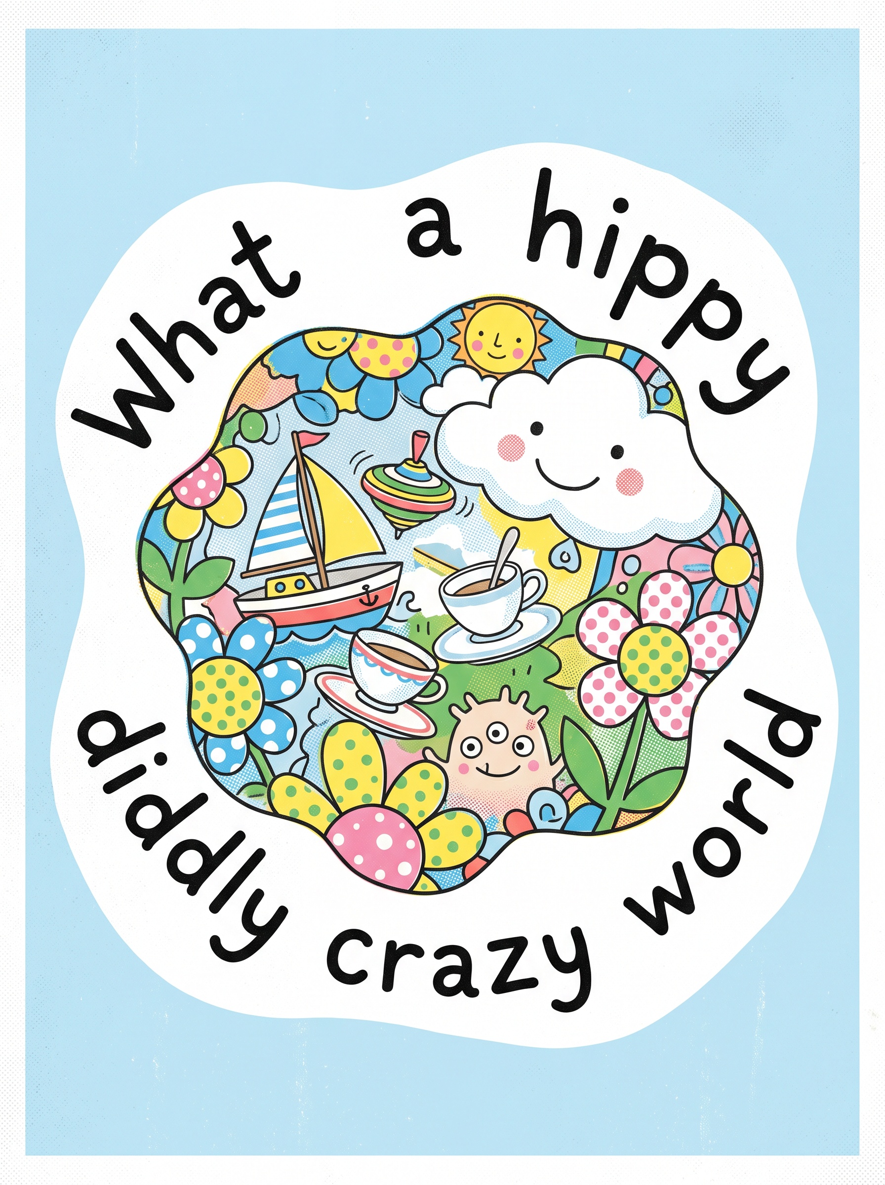 Fashion crisis hits New York by Frank and Walters – 'What a hippy diddly crazy world' Lyric Art