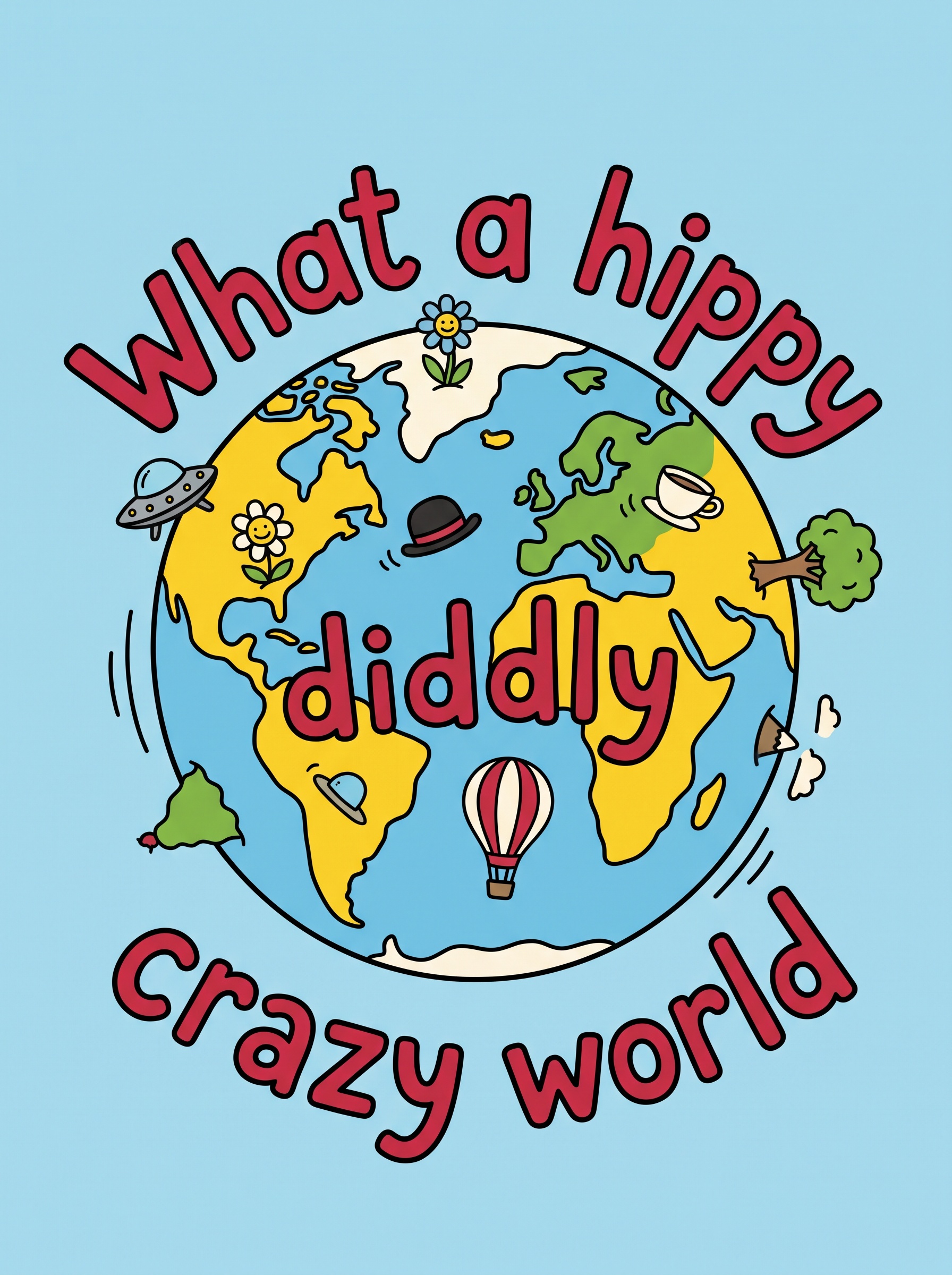 Fashion crisis hits New York by Frank and Walters – 'What a hippy diddly crazy world' Lyric Art
